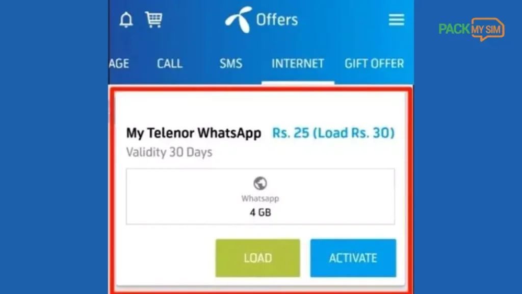 Easy Activation Through My Telenor App Telenor Monthly 4GB WhatsApp